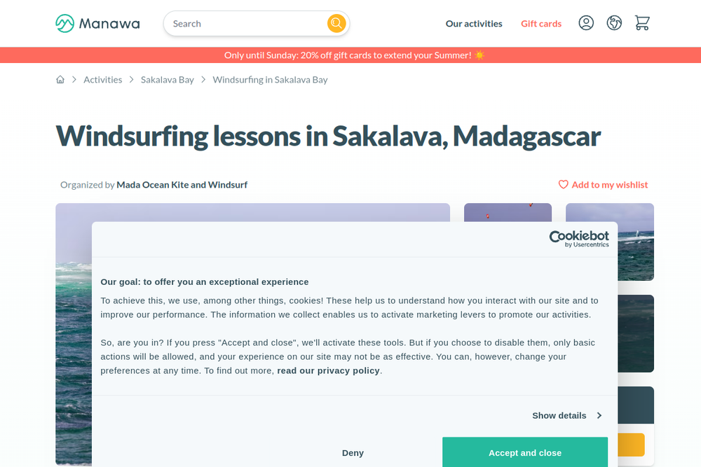 Screenshot of Windsurfing lessons in Sakalava, Madagascar