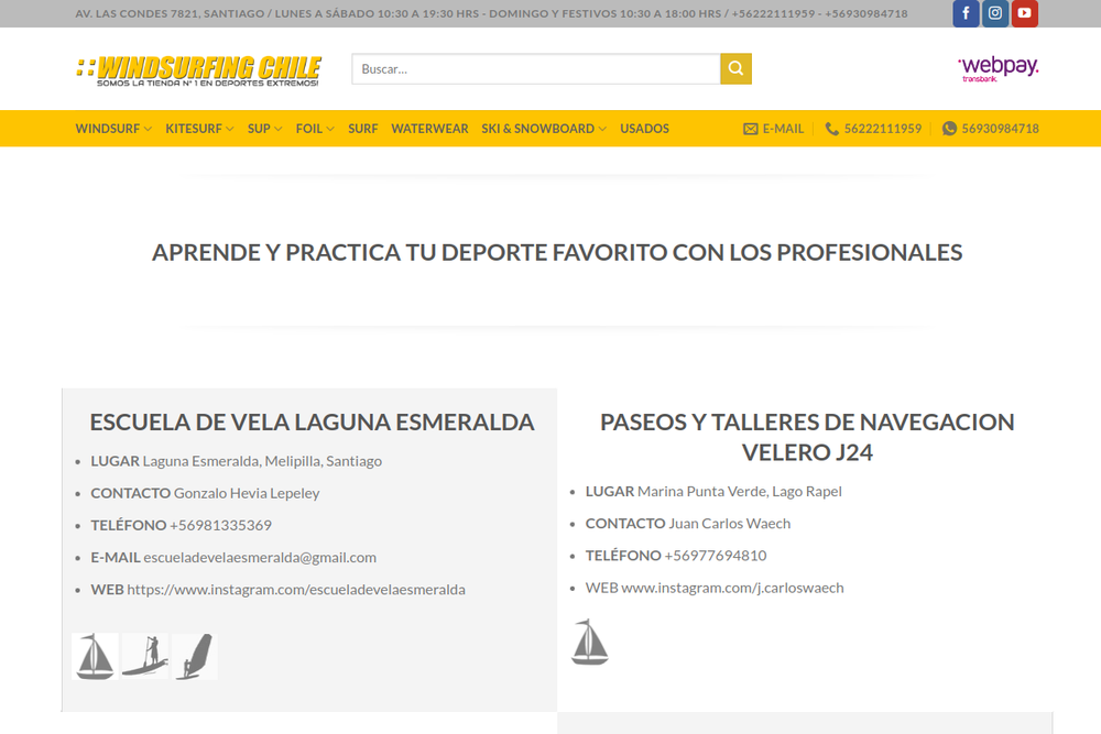 Screenshot of Windsurfing Chile Associated Schools Network