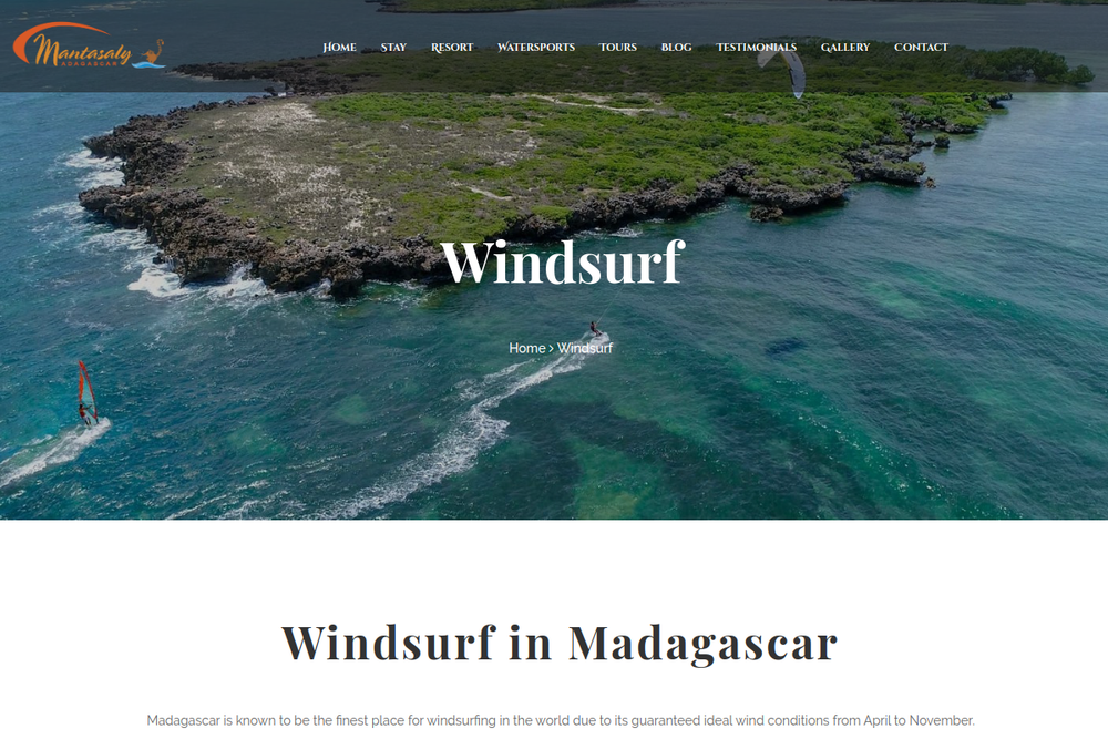 Screenshot of Windsurfing in Madagascar | Windsurf Madagascar | Mantasaly Resort