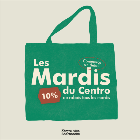 Affiche des Mardis du Centro : un sac de magasinage, 10 % de rabais dans les commerces de détail
