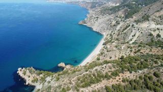 Aerial view of Cala del Cañuelo Nude Beach - looking south