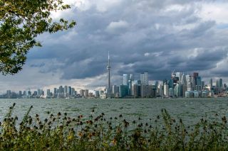 View of the skyline from Hanlan's Point Nude Beach