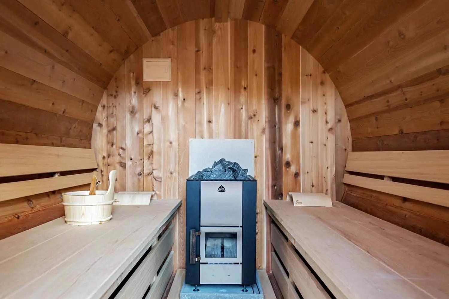 Wood fired sauna on the property at Finca Fabulosa Nudist Resort