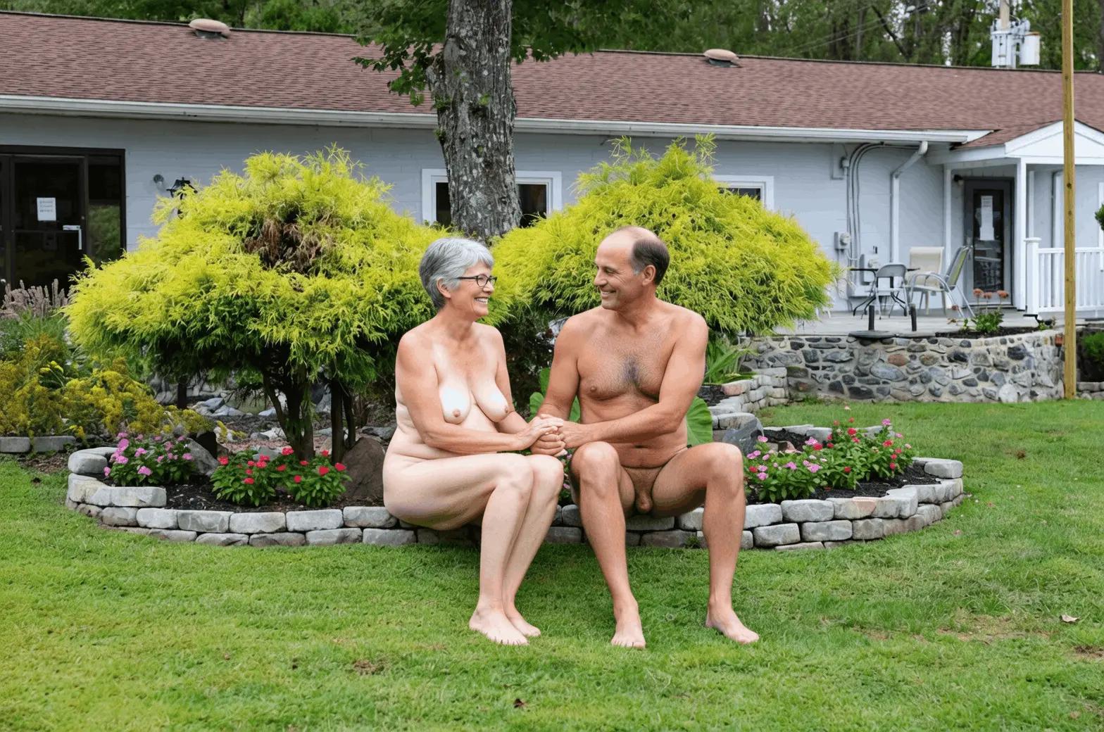 Naturist couple at Pine Tree Associates - naturist resort Maryland