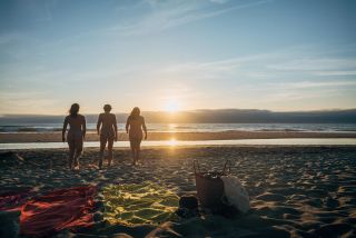 Sunset stroll at Euronat naturist beach