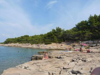 The beach attracts at mixed crowd of textiles and nudists most days.