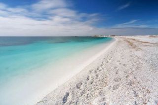 Stunning white sand at Is Benas Beach