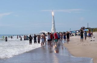 What a sight! There are restrictions during launches but it is possible to be nude