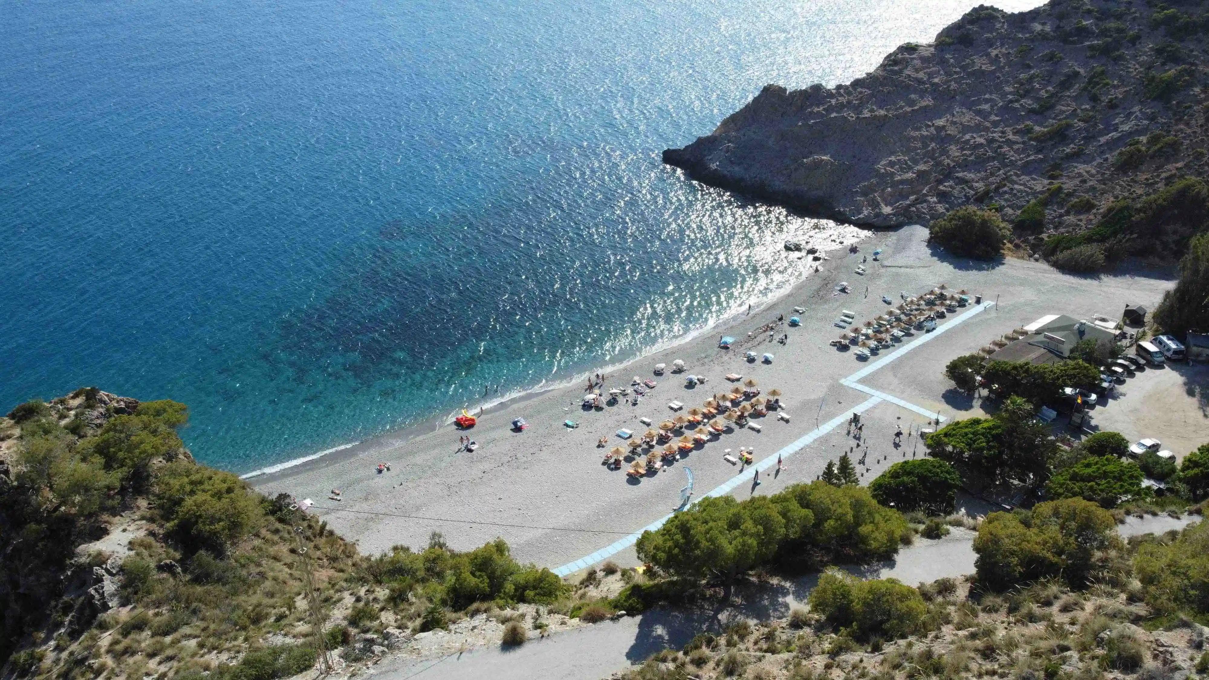 The road or walk down to the beach is steep but worth it