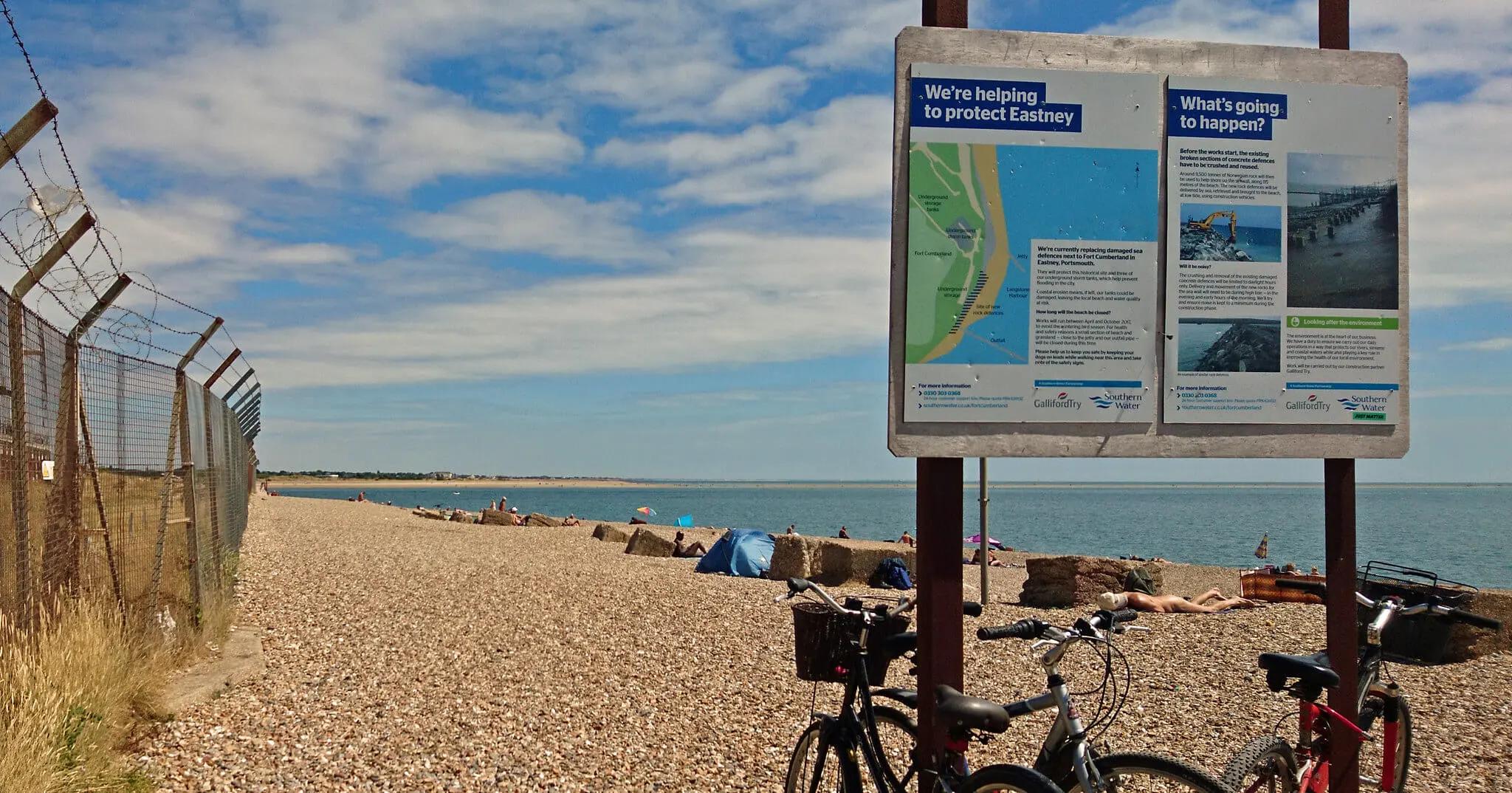 Plenty of signage to let you know you're in the right area at Eastney Naturist Beach