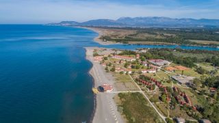3km long sandy beach infront of the resort at Ada Bojana