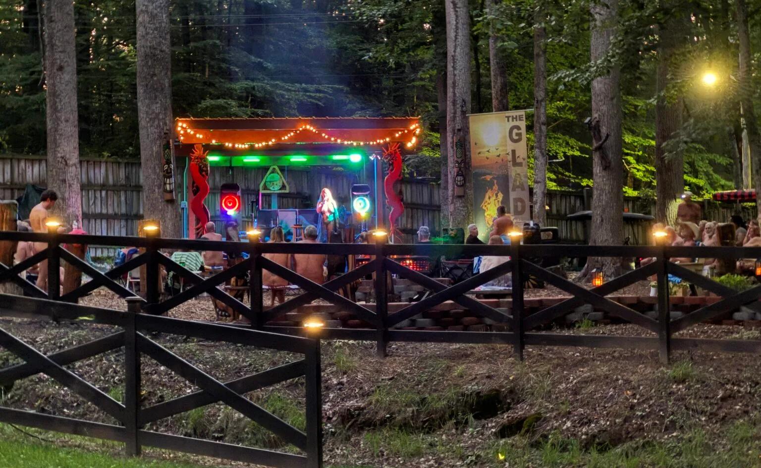 Outdoor concerts at Pine Tree Associates - naturist resort Maryland
