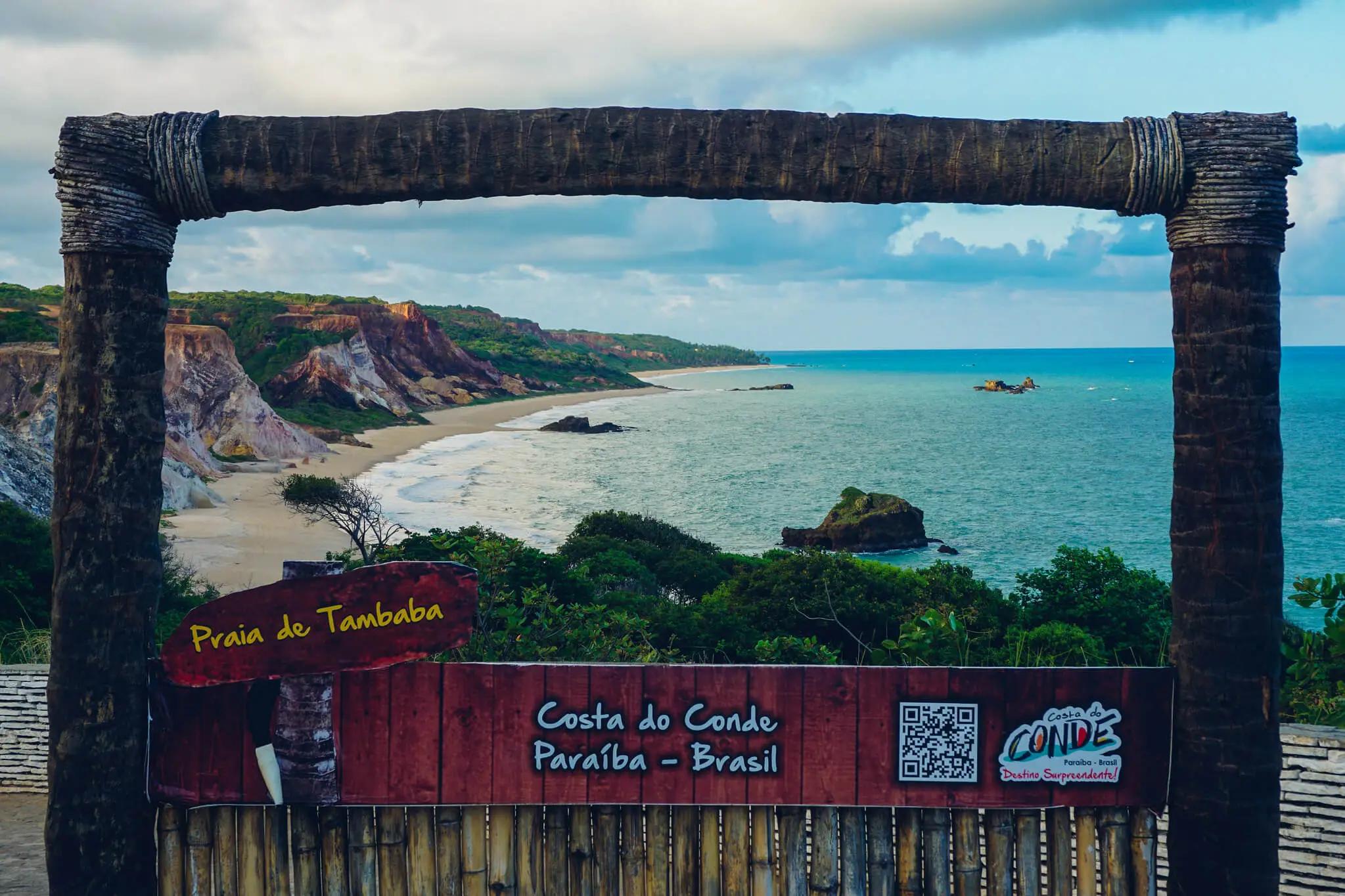 The sign made for Instagram. Stunning views at Tambaba Nude Beach