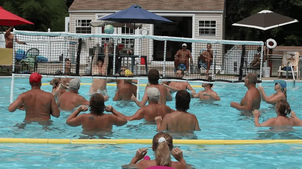 Pool activites at Pine Tree Associates - naturist resort Maryland