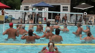 Pool activites at Pine Tree Associates - naturist resort Maryland