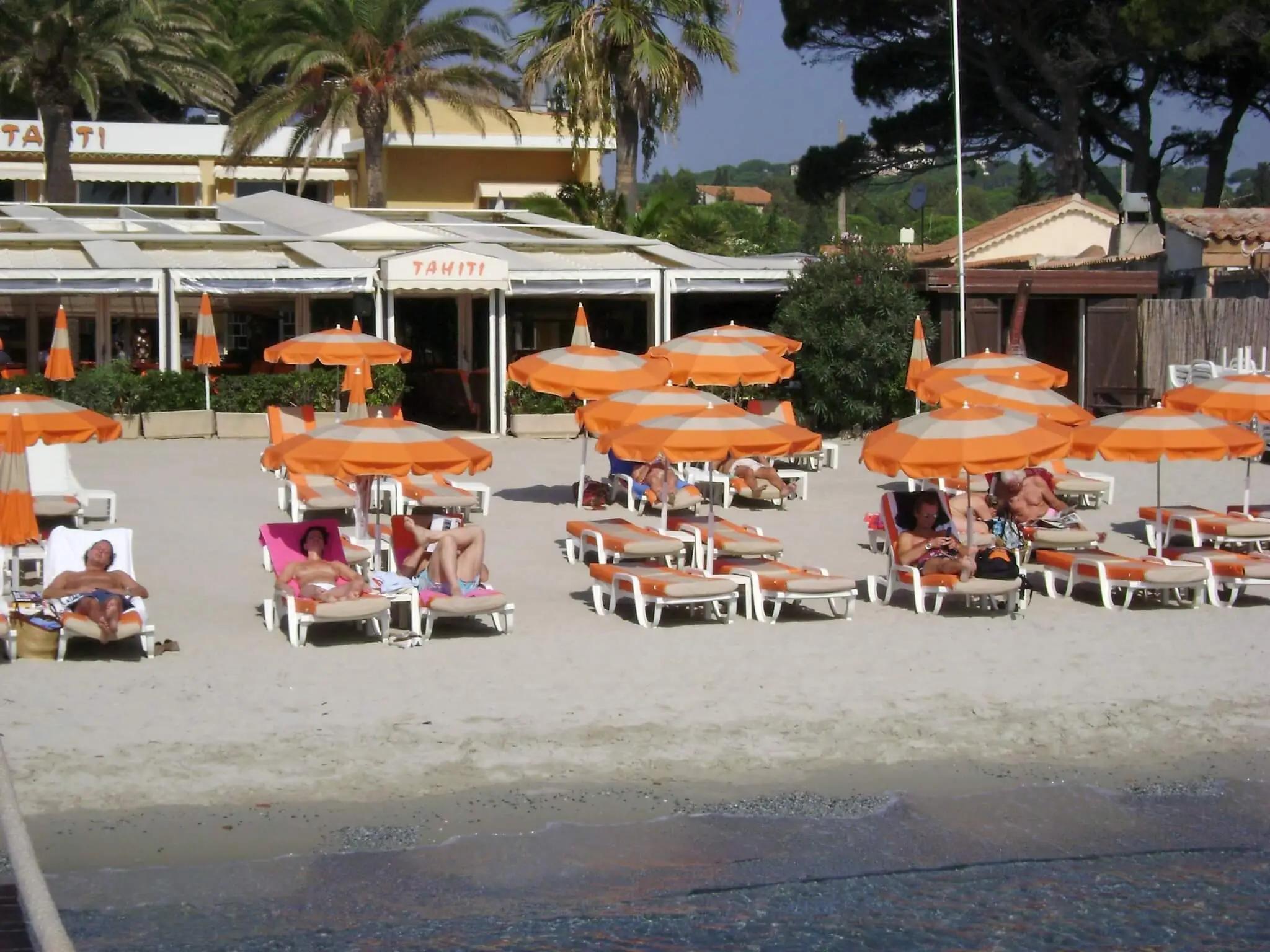 Beach bars close to the nude section at Plage de Pampelonne