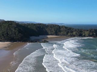 Aerial view of Little Diggers Beach (beach in upper cove)