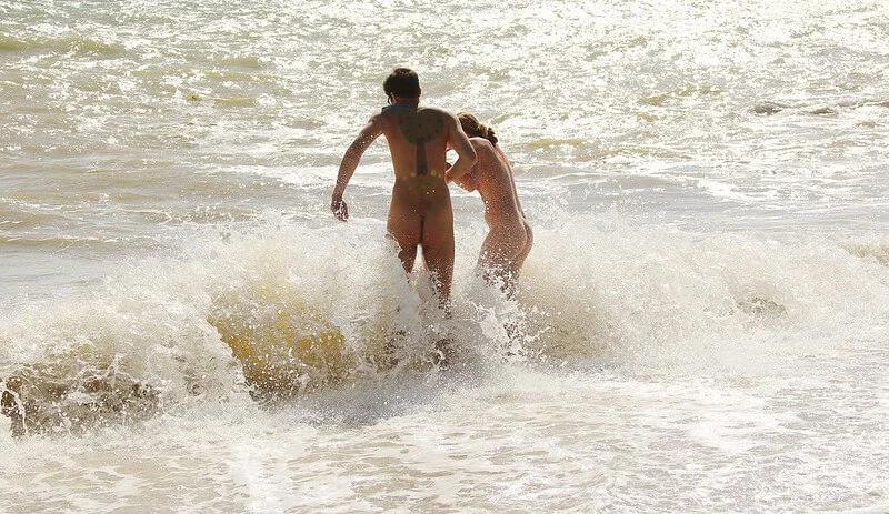 Surf at Brighton Naturist Beach can be strong!