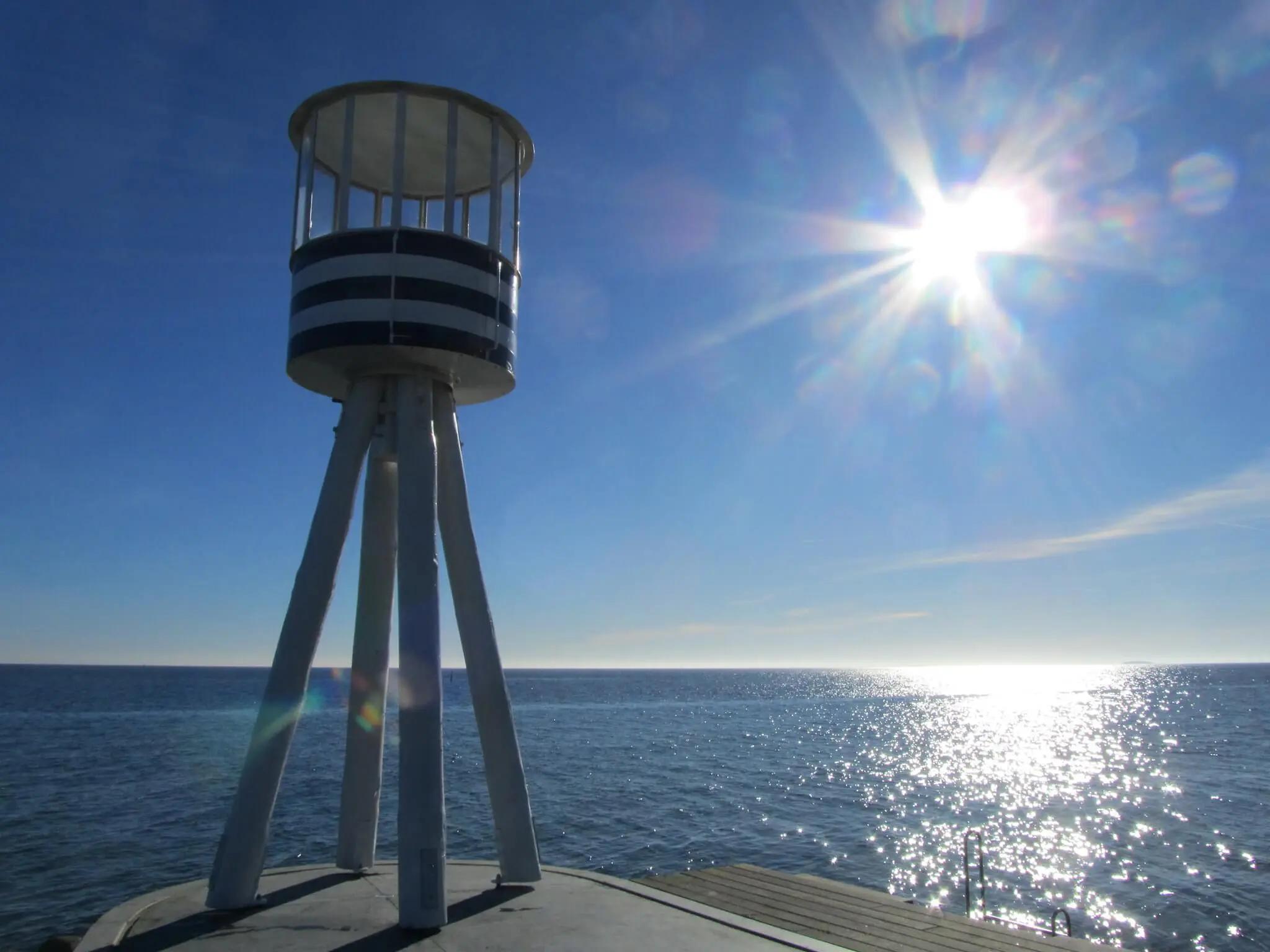 Lifeguard tower at Bellevue Nude Beach