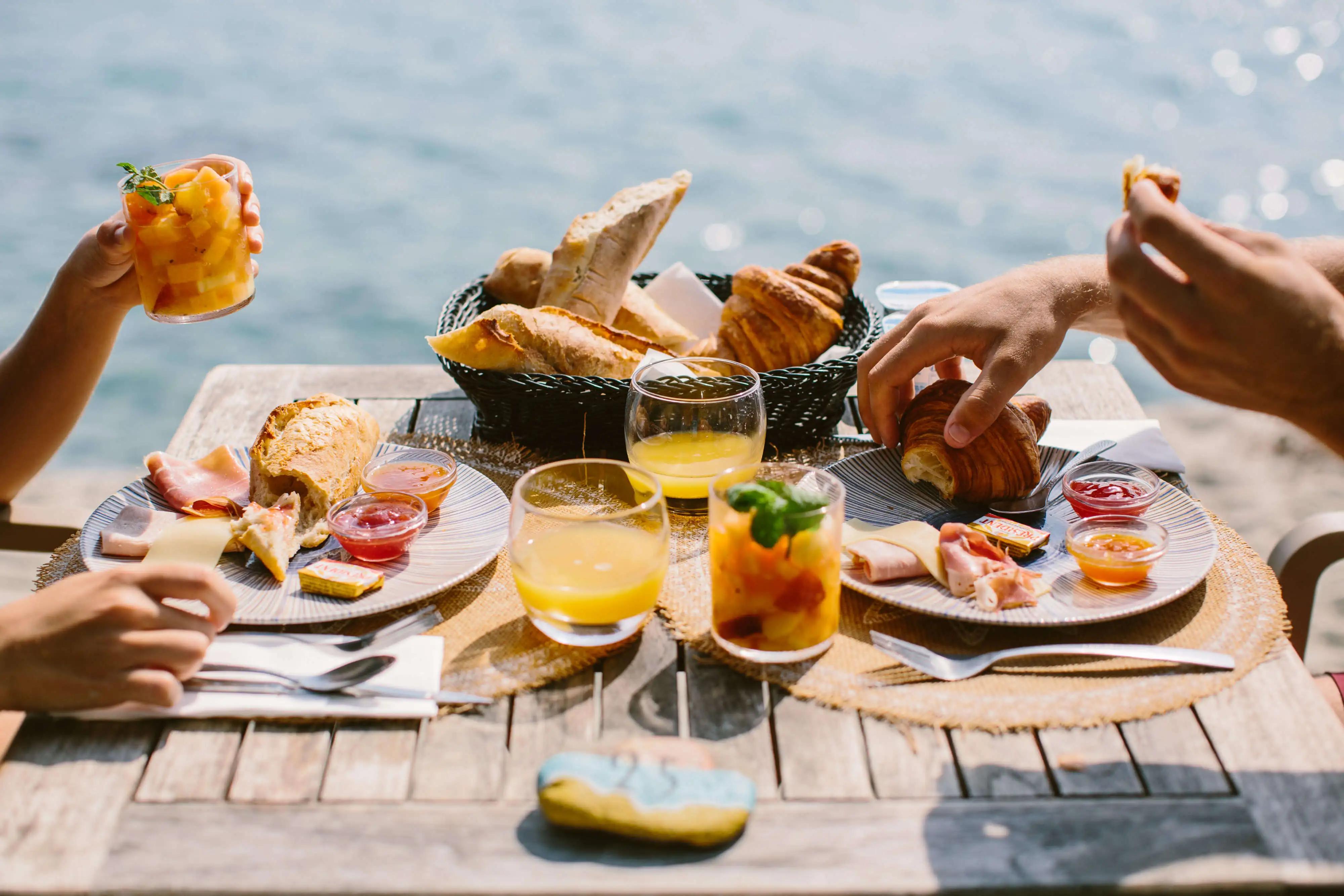 Fresh breakfasts every morning at Domaine Naturiste de Riva Bella