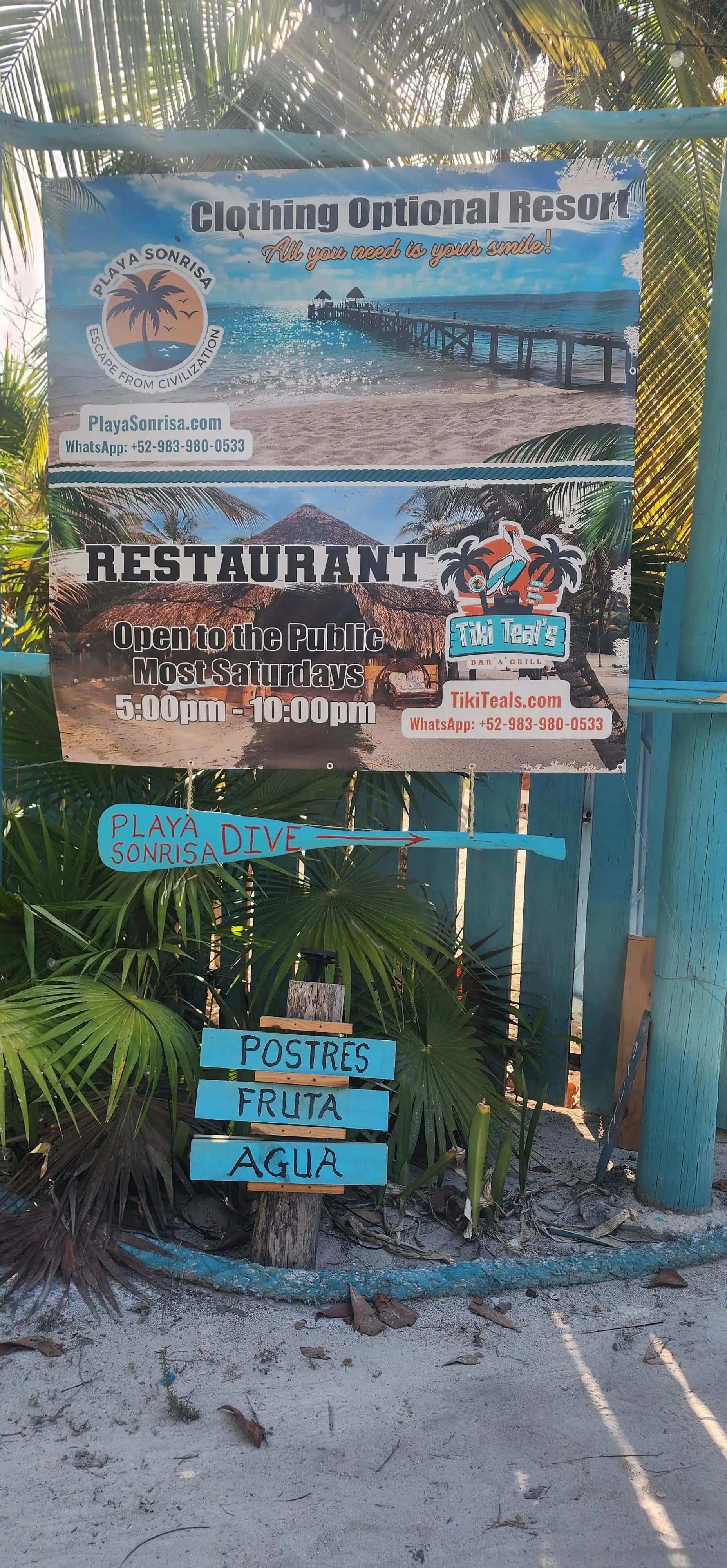 Playa Sonrisa Hotel is clothing optional in most areas