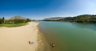 Aerial View of Mission Flats Sandbar and River