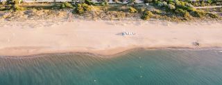 Aerial view of Le Sérignan Plage Nature beach