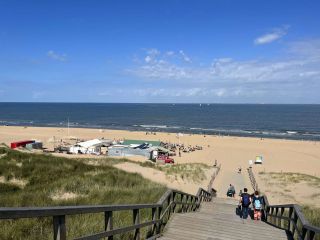 View down the stairs to Scheveningen Naaktstrand nude beach