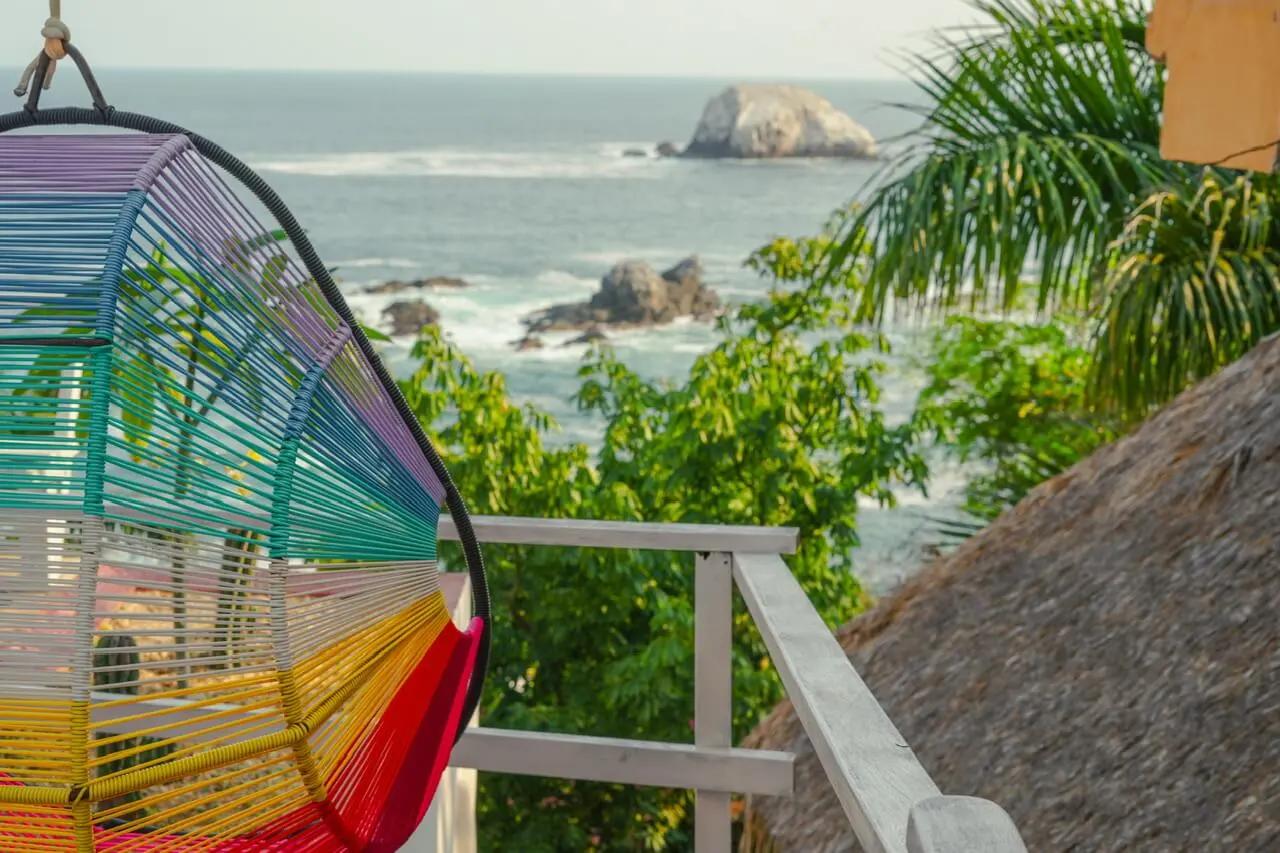 Balcony views at Villa Aikia - naturist accommodation in Zipolite