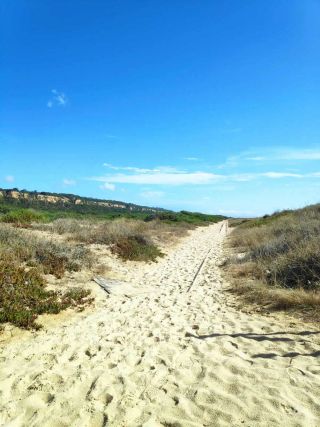 The sandy trail to the parking lot at Praia da Bela Vista