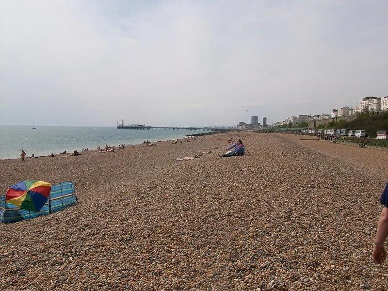 View from the sand at Brighton Naturist Beach
