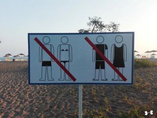 Clothing not allowed at Ada Bojana, in Montenegro!