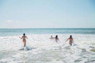 Splashing in the sea at Euronat