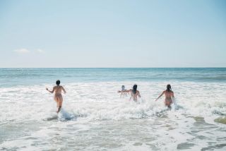 Splashing in the sea at Euronat
