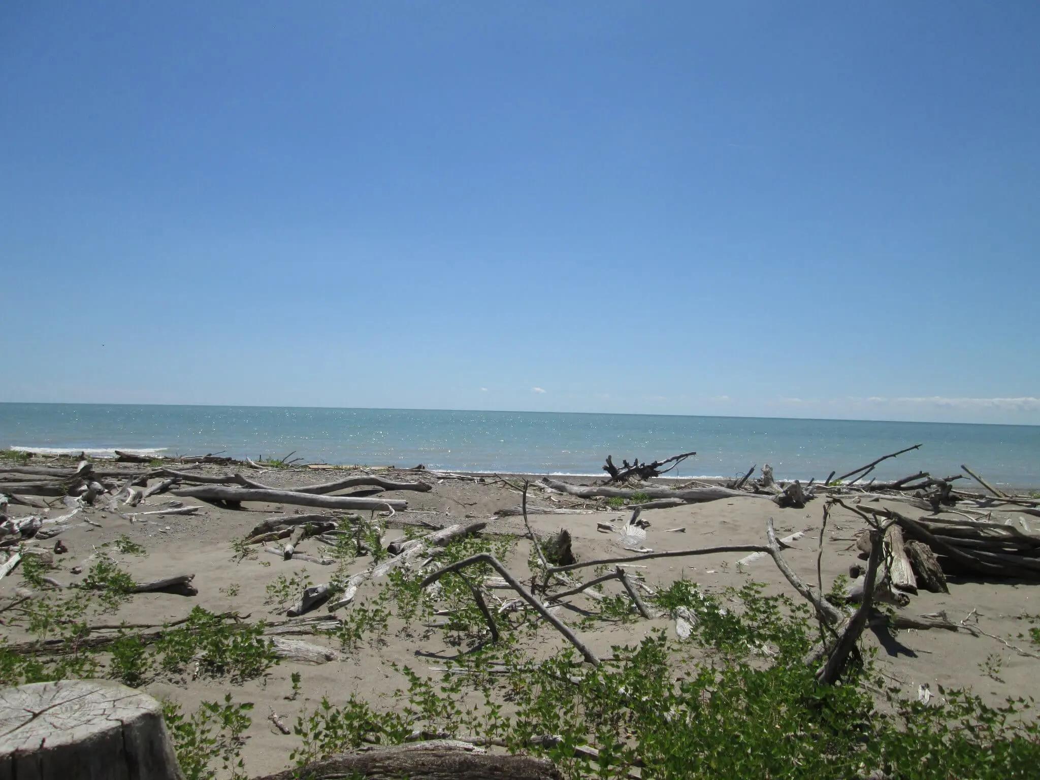 The beach gets larger and water levels lower as summer progresses