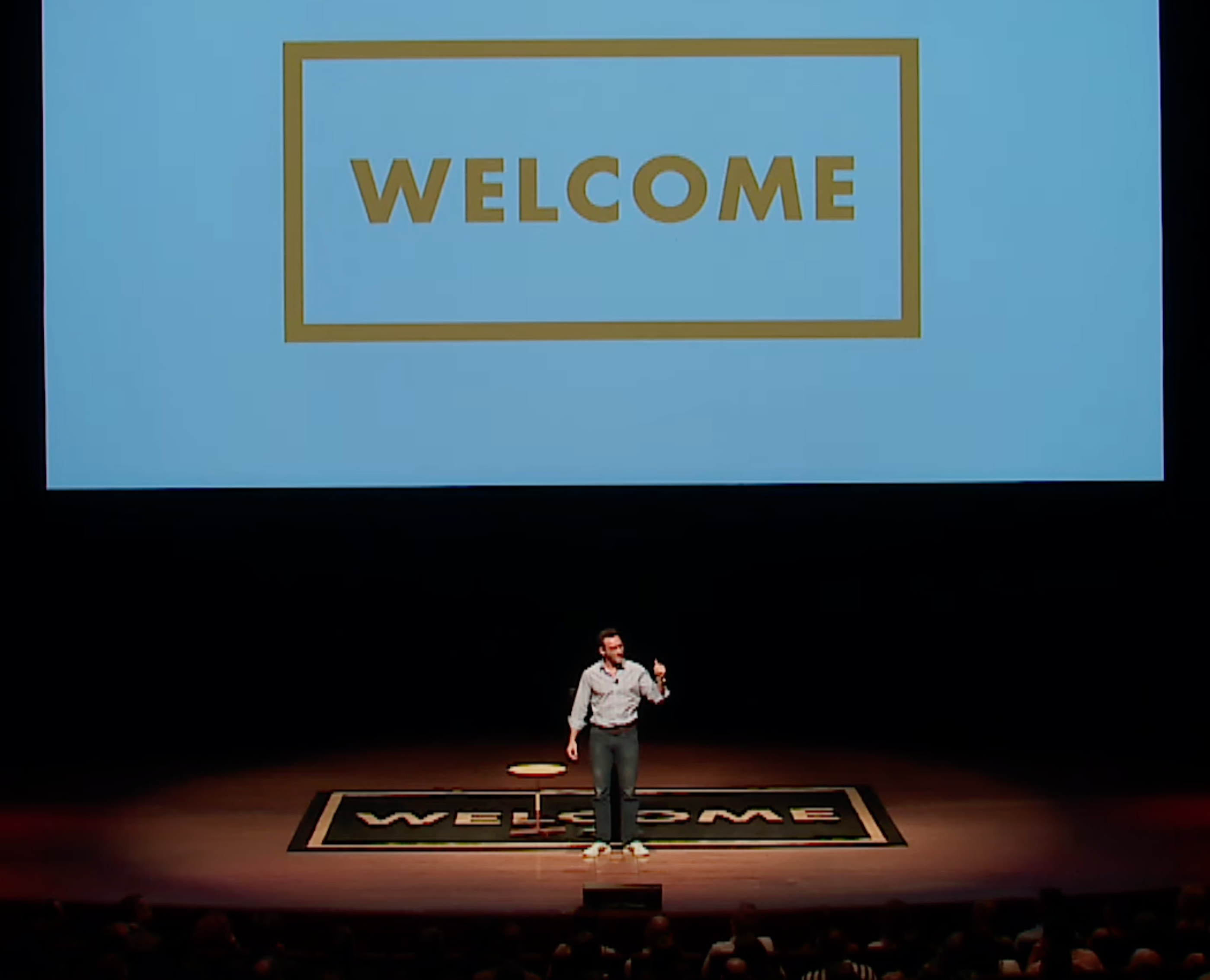 Simon Sinek onstage at Welcome