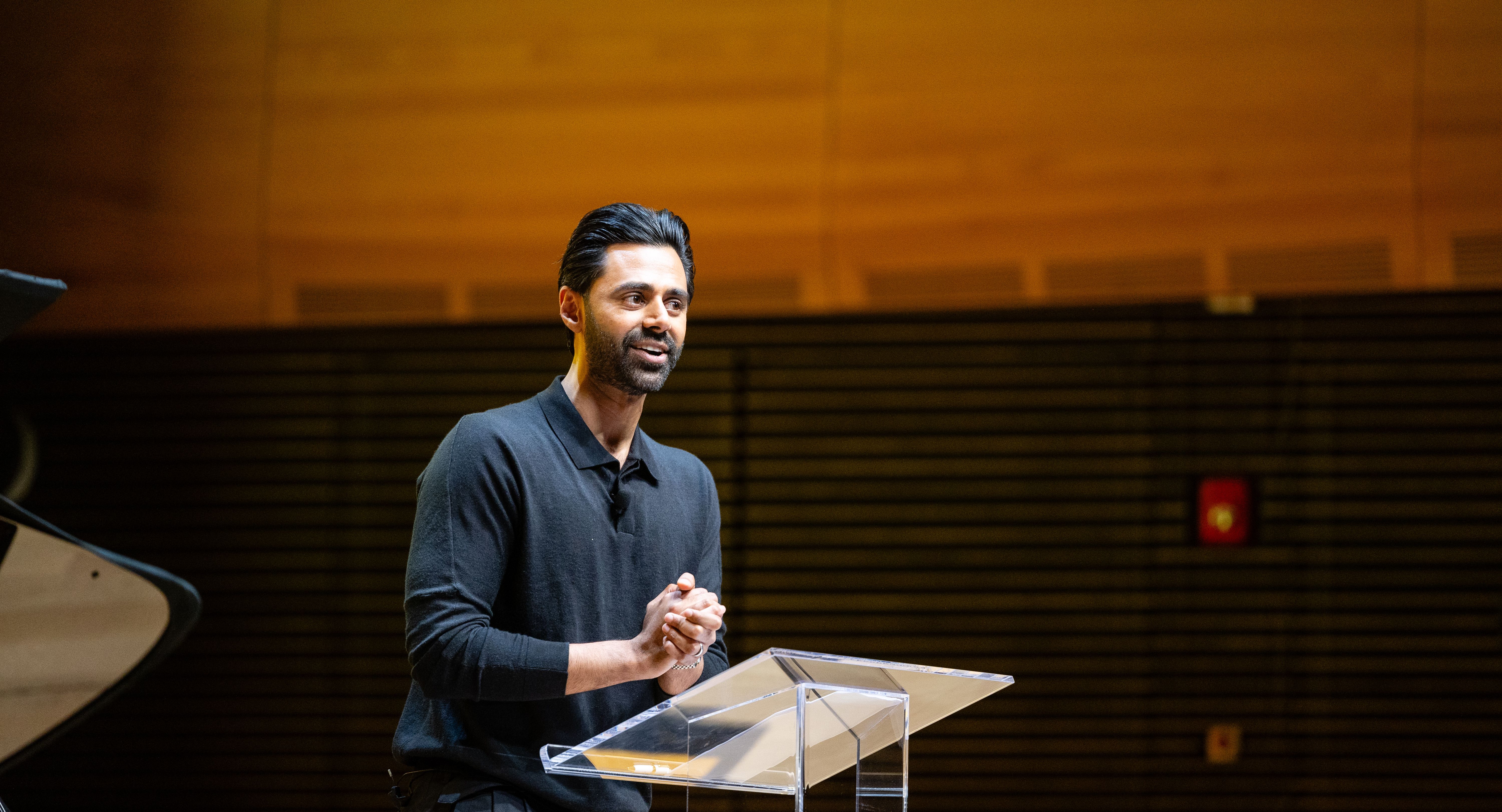 Hasan Minhaj onstage at Welcome