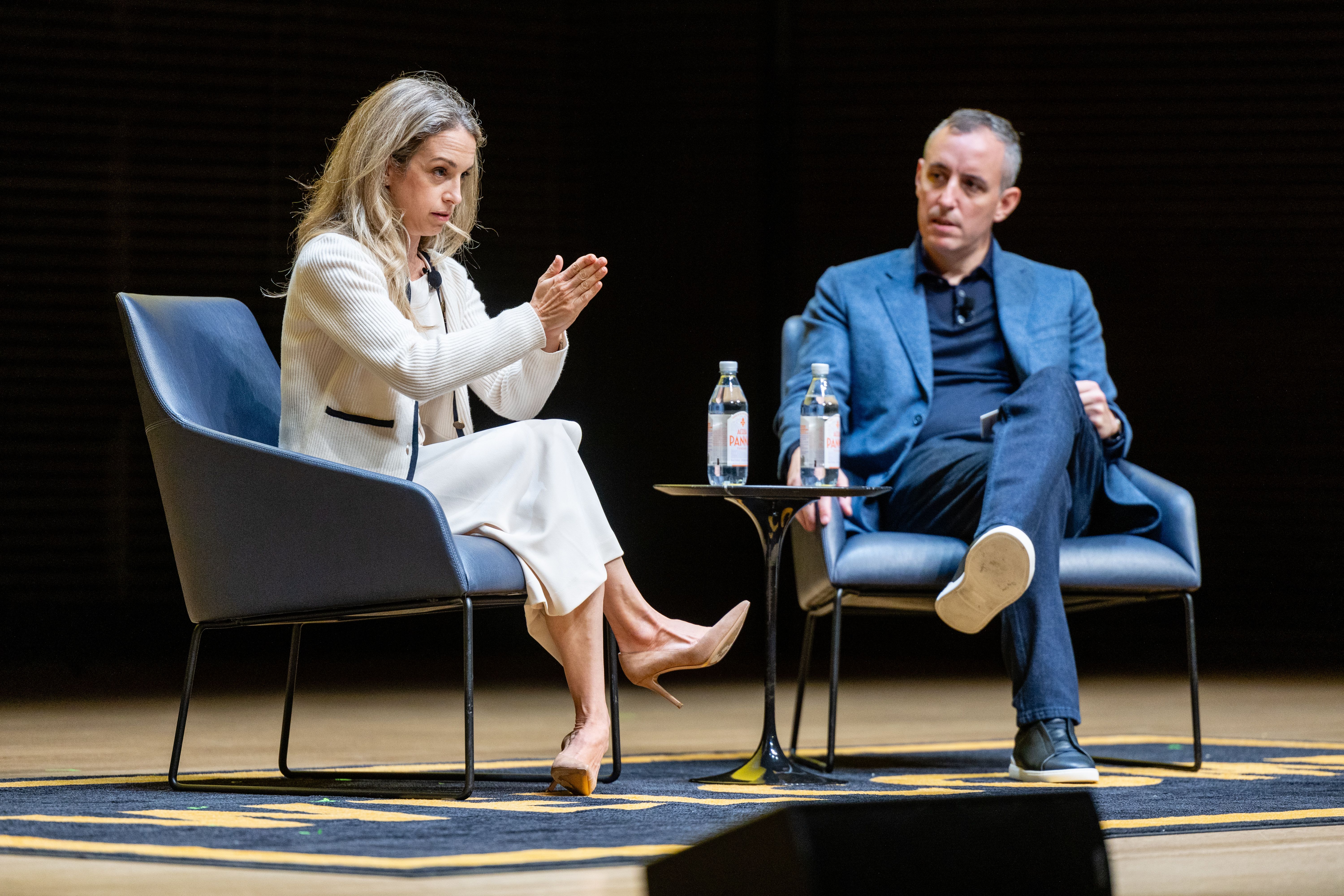 Dr. Becky Kennedy and Will Guidara onstage at Welcome