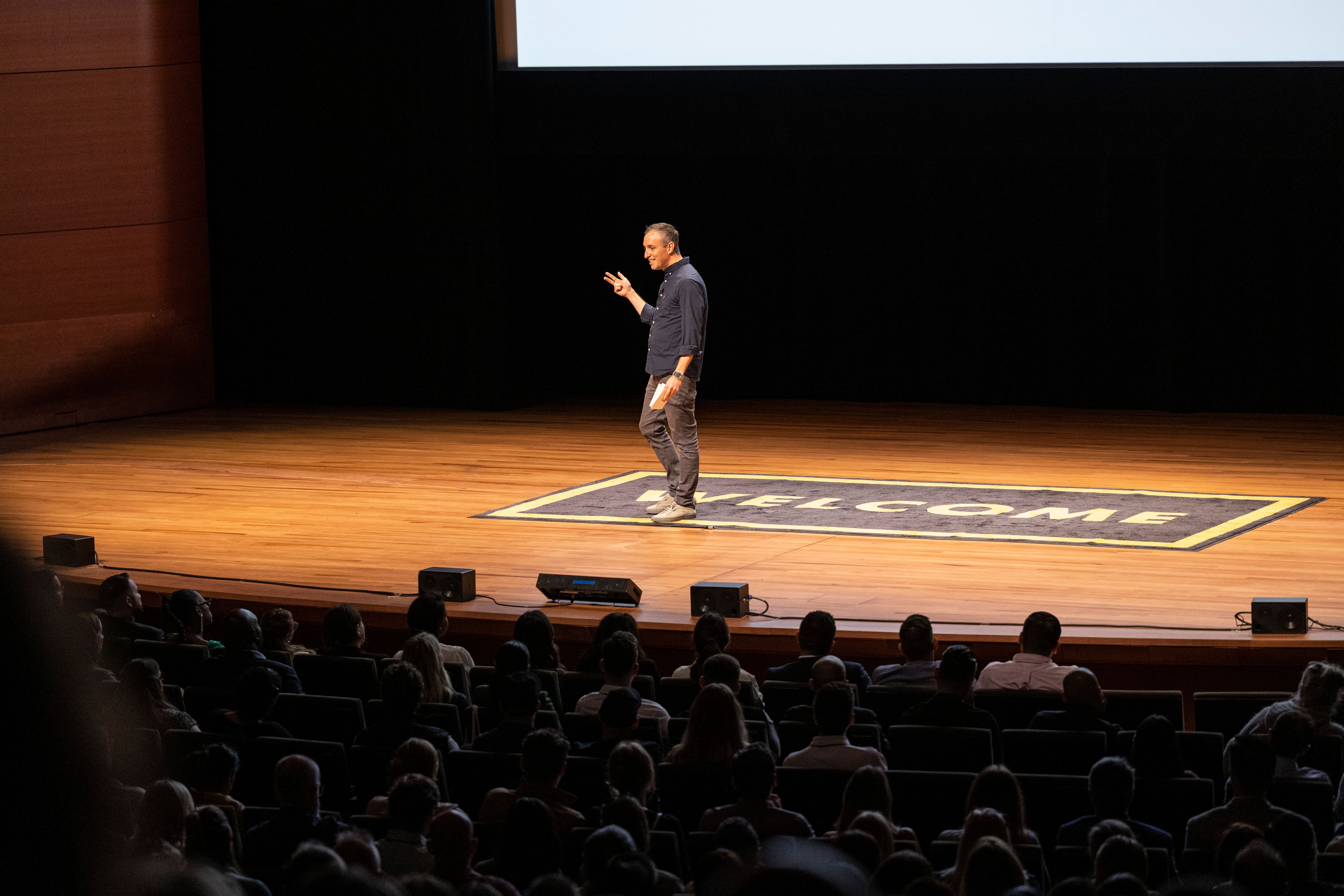 Will Guidara onstage at Welcome