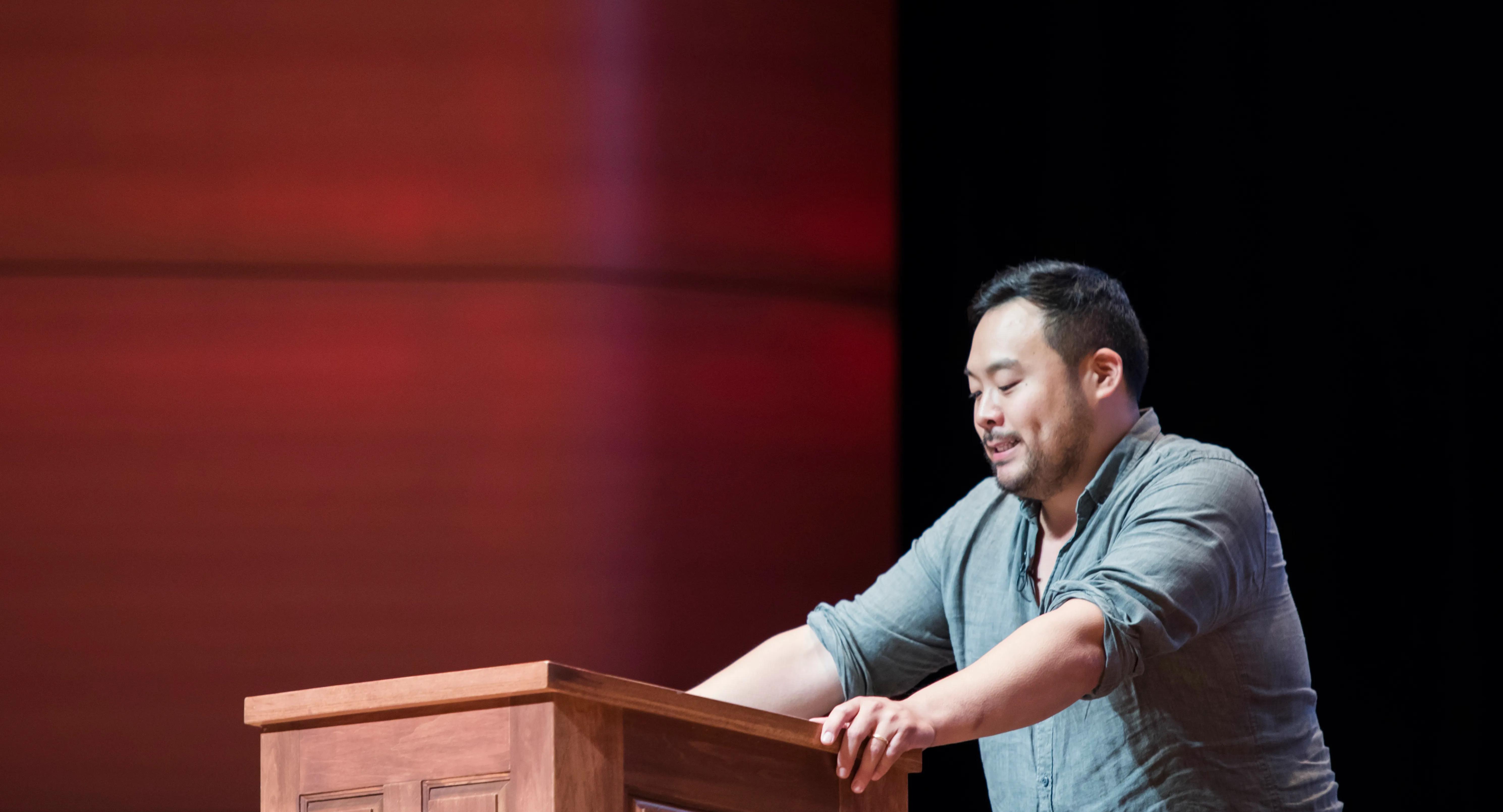 David Chang onstage at Welcome