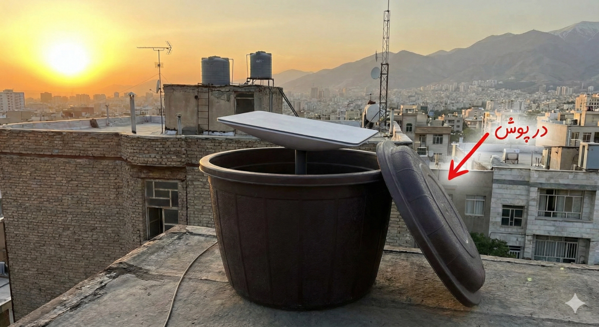 دیش استارلینک درون گلدان با درپوش
