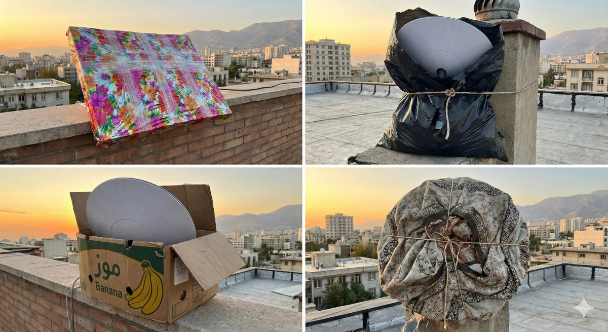 نمونه اشتباه: پوشاندن کامل دیش استارلینک