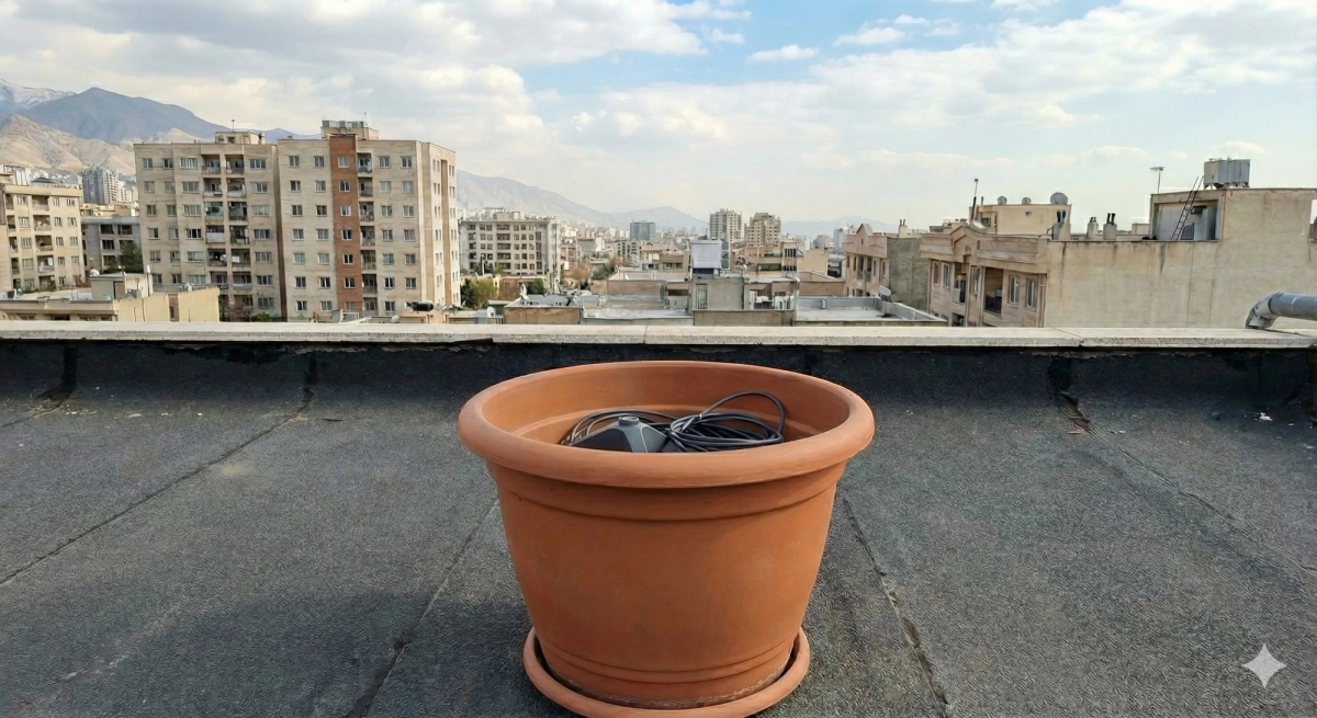 دیش استارلینک درون گلدان