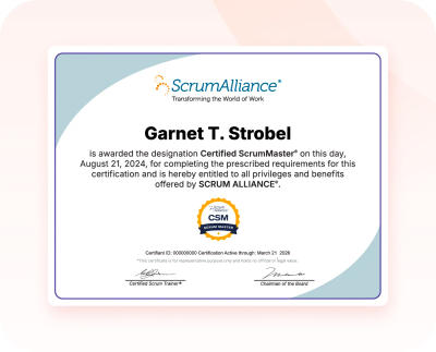A Project Management Professional certificate issued by the Project Management Institute.