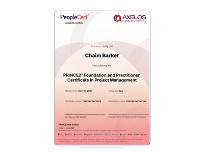 A Project Management Professional certificate issued by the Project Management Institute.