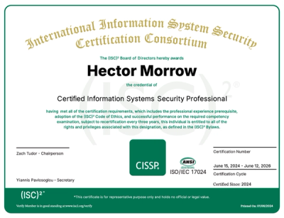 A Project Management Professional certificate issued by the Project Management Institute.