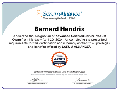 A Project Management Professional certificate issued by the Project Management Institute.