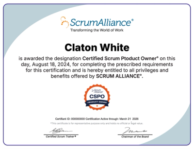 A Project Management Professional certificate issued by the Project Management Institute.