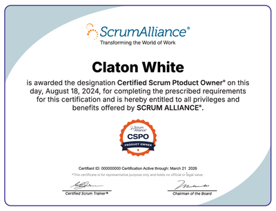 A Project Management Professional certificate issued by the Project Management Institute.