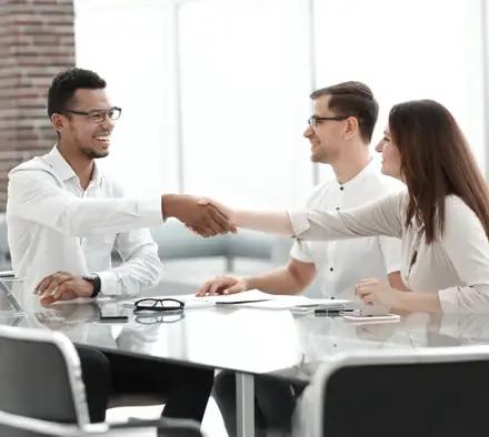 A handshake at the end of a meeting